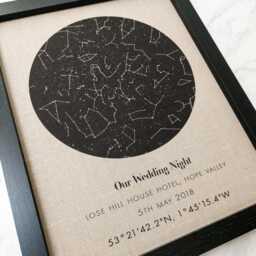 Framed Constellation Print On Linen - Personalized Night Sky For Anniversary Gift, Custom Cotton Or Gift Husband/Wife - thumbnail 3