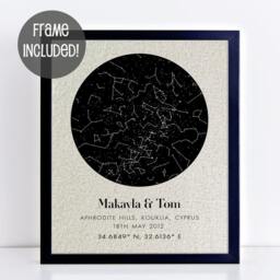 Framed Constellation Print On Linen - Personalized Night Sky For Anniversary Gift, Custom Cotton Or Gift Husband/Wife - thumbnail 2