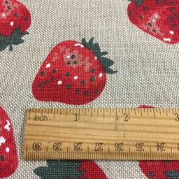 Linen Blend Cafe Curtains, Strawberry Print Kitchen Valance Rod Pocket - thumbnail 3