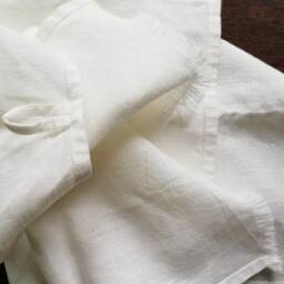 White Linen Towels, Set Of 4 Hand & Face Fringed Thick Milky White Towel, Guest Tea Towel - thumbnail 3