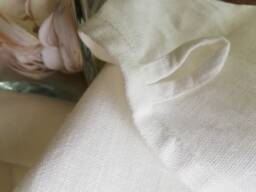 White Linen Towels, Set Of 4 Hand & Face Fringed Thick Milky White Towel, Guest Tea Towel