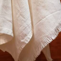 White Linen Towels, Set Of 4 Hand & Face Fringed Thick Milky White Towel, Guest Tea Towel - thumbnail 4