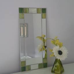 Small Art Deco Mirror - Green Stained Glass - thumbnail 2