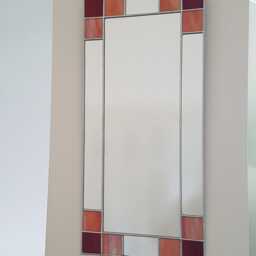 Small Art Deco Mirror - Green Stained Glass - thumbnail 4