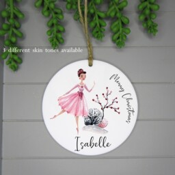 Personalised Ballerina Christmas Ornament Keepsake, Gift For Her. 3 Skin Tones To Choose From - For Daughter, Mum, Sister. Tree Decoration
