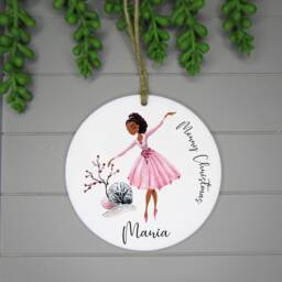 Personalised Ballerina Christmas Ornament Keepsake, Gift For Her. 3 Skin Tones To Choose From - For Daughter, Mum, Sister. Tree Decoration - thumbnail 3