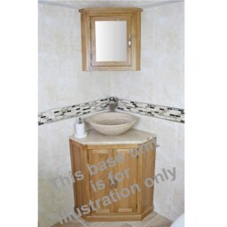 Oak Wall Mounted Mirrored Bathroom Corner Cabinet - Overhead Shelving Unit 701 - thumbnail 3
