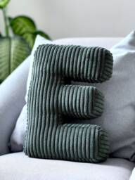 Bottle Green Alphabet Letter Pillow - Initial Corduroy Baby Room Decor - thumbnail 1