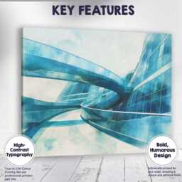 Contemporary Blue Glass Curved Architectural Interior Canvas Wall Art Print Decor Picture Ready To Hang