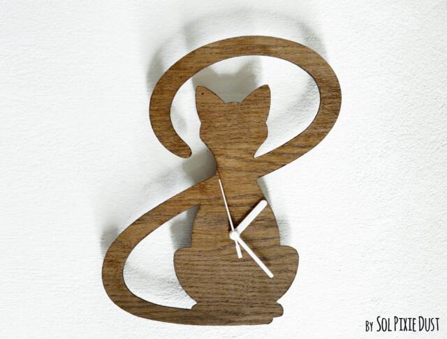 Cat With Big Tail - Wooden Wall Clock - image 1