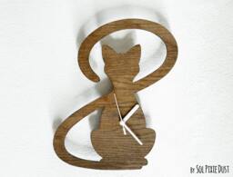 Cat With Big Tail - Wooden Wall Clock - thumbnail 1