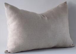 Natural Linen Lumbar Pillow Cover Beige Cushion - 12x18 Inch - thumbnail 1