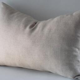 Natural Linen Lumbar Pillow Cover Beige Cushion - 12x18 Inch - thumbnail 3