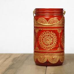 Bohemian Decor Henna Candle Lantern - thumbnail 3