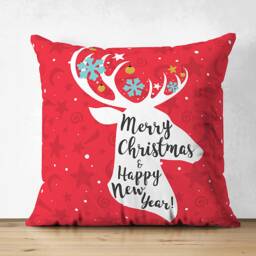 Reindeer Suede Christmas Pillow Covers With Red & White Snow Crystal - Double Sided Printed On The Soft 17x17 - thumbnail 3