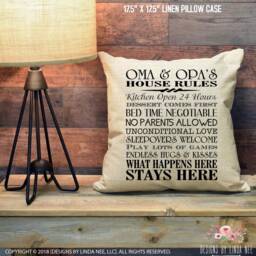 Your Custom Name House Rules Pillow Cover, Gift For Grandparents, Parents, Accent Pillow, Personalized From Daughter - thumbnail 2