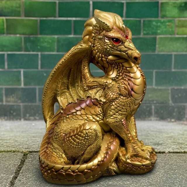 Concrete Unique Dragon Statue Garden Stone Animal Figure Cement Sitting Sculpture Outdoor Ornament Handmade Lover Gift - image 1
