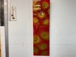 Maroon & Gold Abstract Resin Wall Clock, Long Modern Unusual Home Decor, Luxury Clocks