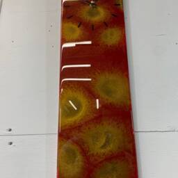 Maroon & Gold Abstract Resin Wall Clock, Long Modern Unusual Home Decor, Luxury Clocks - thumbnail 4