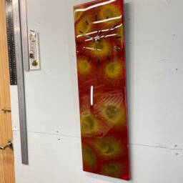 Maroon & Gold Abstract Resin Wall Clock, Long Modern Unusual Home Decor, Luxury Clocks - thumbnail 2