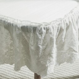 White Embroidered Chair Cushion With Ties Cotton Seat Pad - thumbnail 3