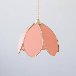 Simple Flower Pendant Light - Coral & Gold - thumbnail 3