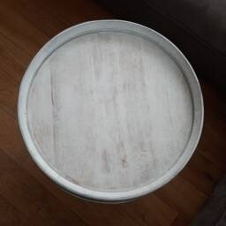 Wine Barrel Coffee Table Tripod Shabby White - thumbnail 3