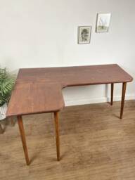 Handmade Solid Wood Corner Desk/Table, Curves, Workstation. Natural, Light, Dark, Waxed, Computer L Shape - thumbnail 1