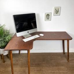 Handmade Solid Wood Corner Desk/Table, Curves, Workstation. Natural, Light, Dark, Waxed, Computer L Shape - thumbnail 2