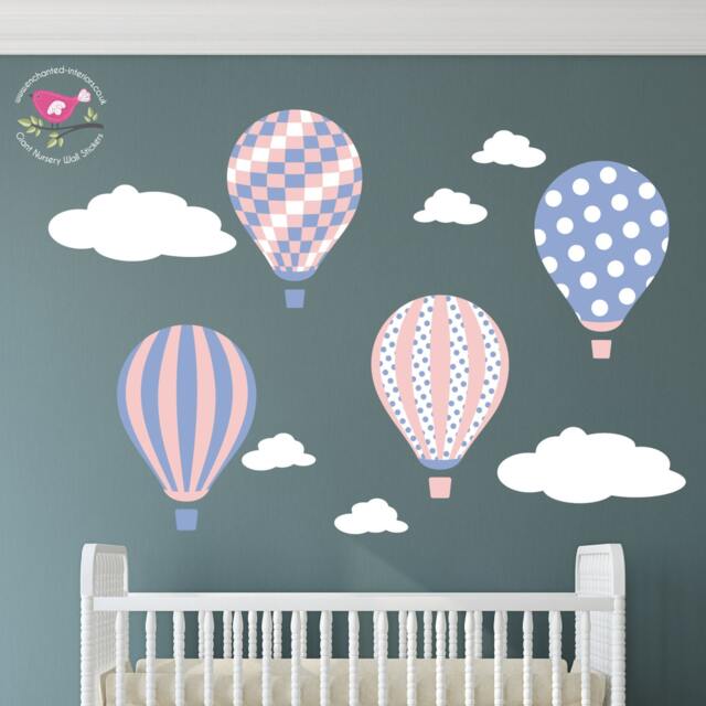 Hot Air Balloon Fabric Wall Decals, Rose Quartz, Serenity Nursery Decor - image 1