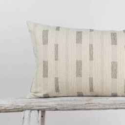Neutral Lumbar Pillow Cover, Black Dotted Cotton, Farmhouse Decor - thumbnail 2