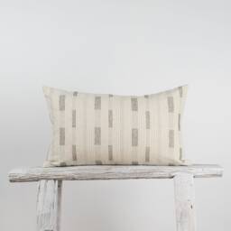 Neutral Lumbar Pillow Cover, Black Dotted Cotton, Farmhouse Decor