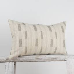 Neutral Lumbar Pillow Cover, Black Dotted Cotton, Farmhouse Decor - thumbnail 3