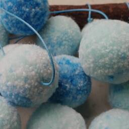 Blue & White Pom Wall Hanging, Cloud Nursery Decor - thumbnail 4