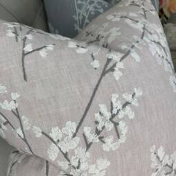 Floral Cushion Cover Embroidered Pillow Case, Sham Pink/White Double Sided Modern John Lewis & Partners Fabric Farmhouse - thumbnail 3