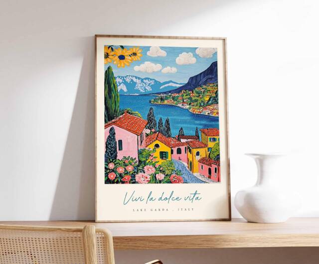 Lake Garda Travel Poster Italy Lakeside Art Print - image 1