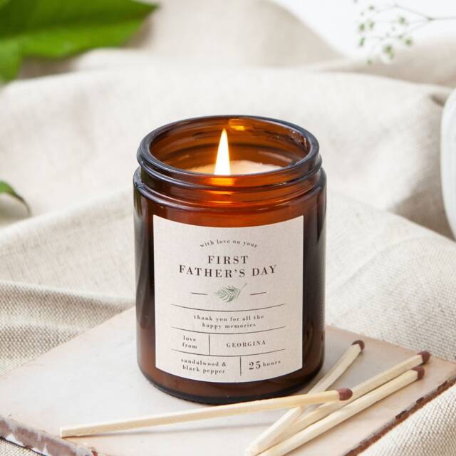 Personalised First Father's Day Candle Gift Apothecary Jar, Choice Of Scent - image 1
