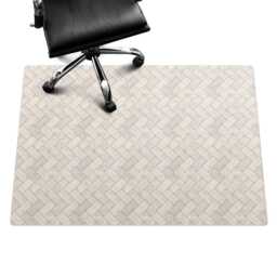 Herringbone Tile Pattern Computer Chair Mat, Beige Office Texture Vinyl Floor Protector, Protector - thumbnail 3