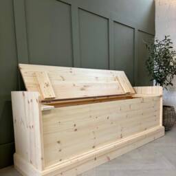Unpainted, Natural Wood Storage Bench, Window Seat, Hall Storage Bench. Entry Shoe - thumbnail 2
