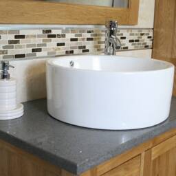 Bathroom Vanity Unit Free Standing Oak Cabinet Grey Quartz Ceramic Basin 503Gqcbc - thumbnail 3