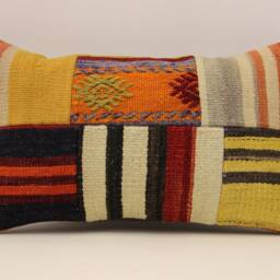 Turkish Kilim Pillow Patchwork Throw Pillow Accent Sofa Lumbar Covers 12X20 in - 30 X 50 cm 4Oef-1001 - thumbnail 2