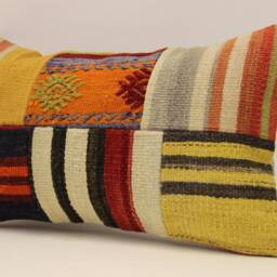 Turkish Kilim Pillow Patchwork Throw Pillow Accent Sofa Lumbar Covers 12X20 in - 30 X 50 cm 4Oef-1001 - thumbnail 3