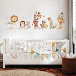 Circus Friends Wall Stickers, Watercolour Animals Decals, Nursery Decor, Kids' Bedrooms & Playrooms - thumbnail 2