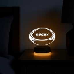 Rugby Ball Led Lamp - Personalised Night Light For Player, Perfect Gift Birthday, Custom Kids Bedroom, Game Nights - thumbnail 3