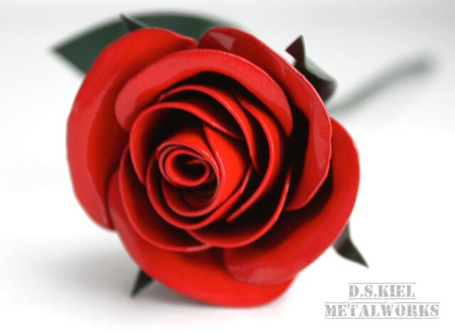 Metal Red Rose Steel Sweetheart Wedding Flower - image 1
