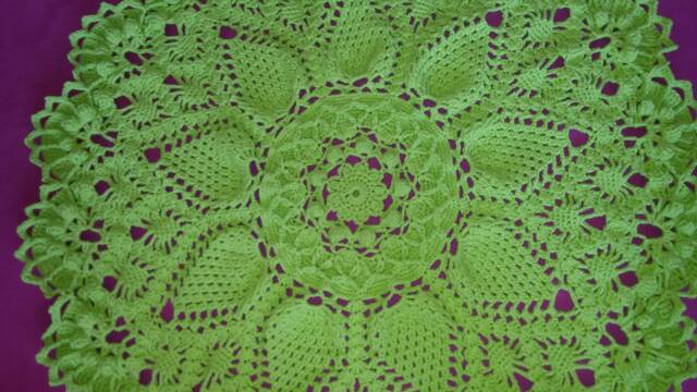 Crochet Rug, Large Rug, Living Room Handmade Round Rug Green Circle Carpet, Doily Nursery - image 1