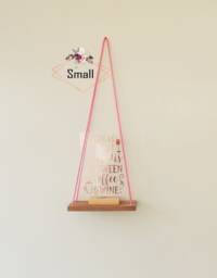 Hanging Swing Shelf Wooden Wall Accent With Pink Cord - thumbnail 1
