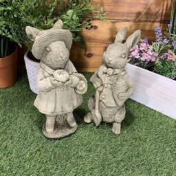 Stone Garden Wind in The Willows Pair Of Rabbit Ornament Statues - thumbnail 2
