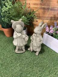 Stone Garden Wind in The Willows Pair Of Rabbit Ornament Statues - thumbnail 1