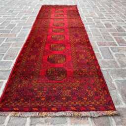 2x9 Afghan Bukhara Wool Runner - Authentic Hand-Knotted Tribal Corridor Rug Traditional Oriental Carpet For Hallway Or Entryway Decor - thumbnail 3